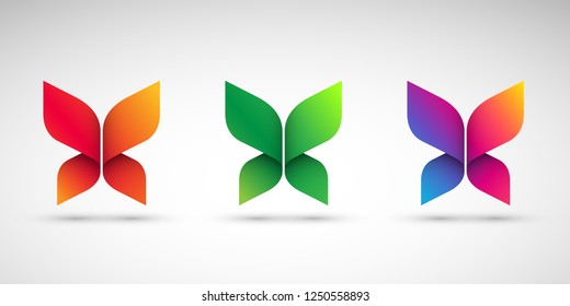 set of colorful butterflies vector