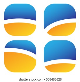 Set of colorful button, icon shapes, backgrounds.