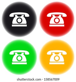 set of colorful button with phone silhouette 