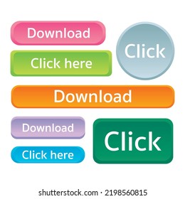 Set of colorful button for website. Icon and symbol. Different shape