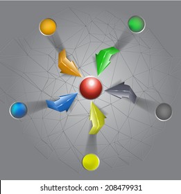 Set of colorful buttons and arrows for web-design and infographic