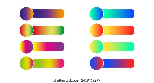 Set of colorful button's. Gradient ribbons. Gradient sliders. Social media banners. Vector. EPS10