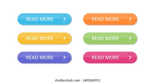 Set of colorful buttons with icons isolated on white background for websites and applications in flat style.