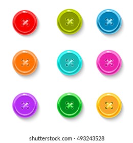 Set of Colorful Buttons Isolated on White Background. Vector Illustration. 

