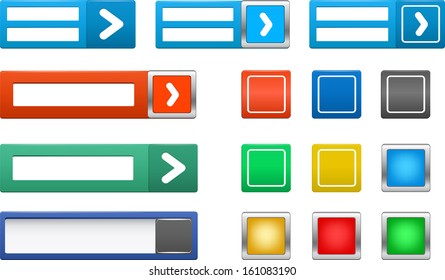 Set of colorful  buttons and log in bar