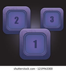 A set of colorful buttons with numbers from one to nine on a dark background. Vector design element.