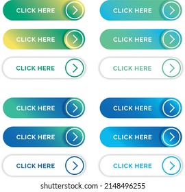 set of colorful buttons ocean design click here with hover active regular style