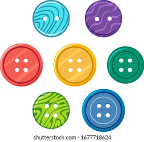 Set of colorful buttons on white background illustration