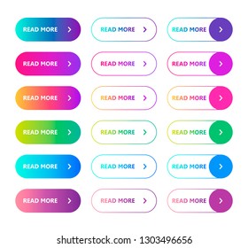 Set of colorful buttons Read More. Vector illustration on a white background. Flat button. Read more on a trendy gradient. Web element