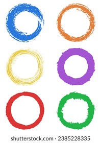 Set of colorful buttons. Vector graphic elements for design. Round buttons. Painted frames. Seal stamp, imprint