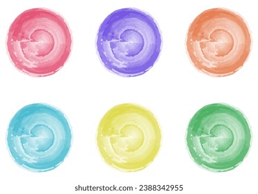 Set of colorful buttons. Vector graphic elements for design. Round buttons. Painted frames. Seal stamp, imprint