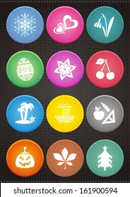 set of colorful calendar icons with month symbols