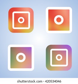 Set of colorful camera icons