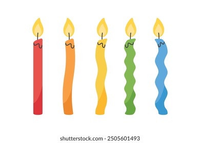 Set of colorful candles illustration.