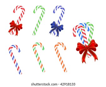 A set of colorful candy canes. Vector illustration.