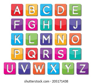 set of colorful capital alphabet letters A to Z fonts. vector.
