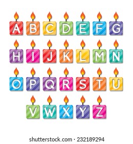 set of colorful capital alphabets A to Z candles. vector.