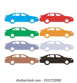 set of colorful car side view vector design