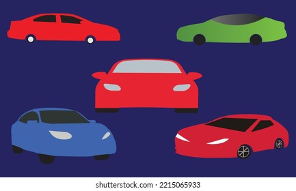 Conjunto De Ilustraciones Coloridas Del Vector De Coche. 