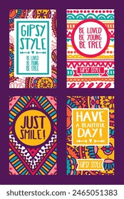 set of colorful cards with best wishes, vector illustration