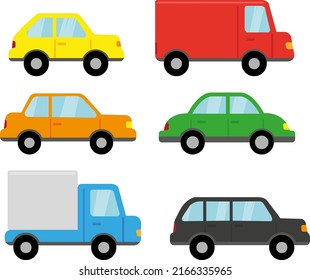 Set Colorful Cars Vector Cartoon Illustration Stock Vector (Royalty ...