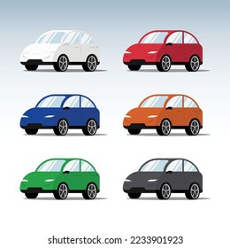 Set of colorful cars vector isolated on background, Automobile illustration in flat style