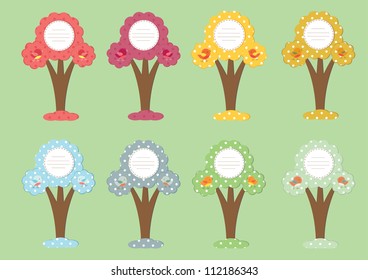 set of colorful carton tree templates