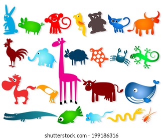 set of colorful cartoon animals vector