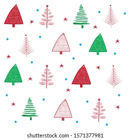 Set of colorful cartoon Christmas tree. Modern different flat design. illustration.