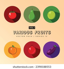 Set of colorful cartoon fruit icons - Vector isolated icon illustration set