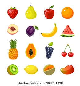 Set Colorful Cartoon Fruit Icons Apple Stock Vector (Royalty Free ...