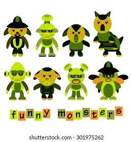 Set of colorful, cartoon, funny monsters, Halloween celebration, for your design