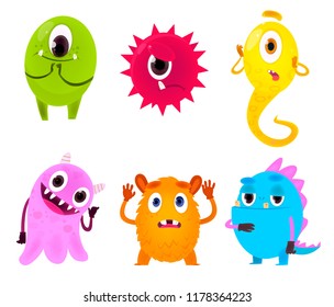 Set of colorful cartoon monsters.