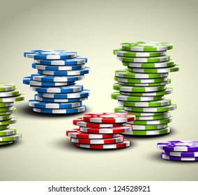 Set of colorful casino chips. Eps 10