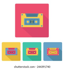 Set of colorful cassetes in flat style for your design