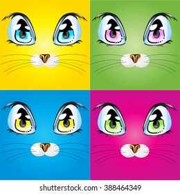 Set with colorful cats.
