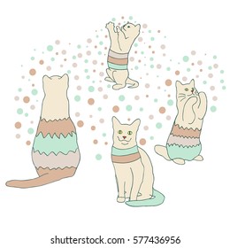 Set of colorful cats