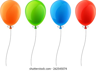 Reihe von bunten Feierlichkeiten Ballons. Vektorgrafik. 