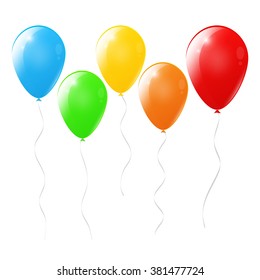 Set Colorful Celebration Balloons Vector Illustration Stock Vector