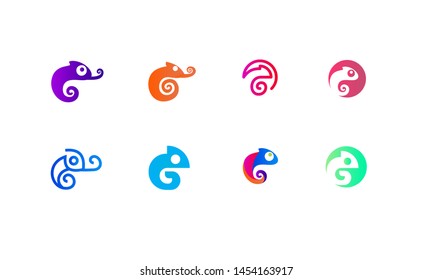 set of colorful chameleon logo