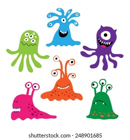 Set with a colorful characters as monsters