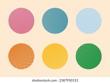 set of  colorful checkered circles vector shapes 