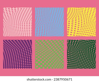 set of  colorful checkered squares vector shapes 