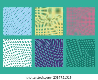 set of  colorful checkered squares vector shapes 