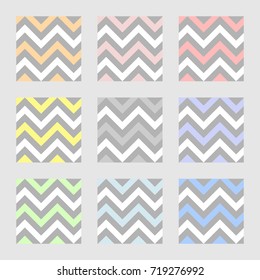set of colorful chevron seamless patterns