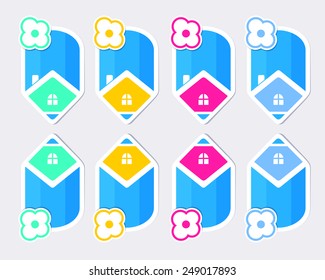 set of colorful children pencils on light gray background
