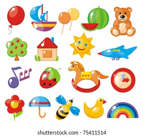 set of colorful children's pictures for kindergarten