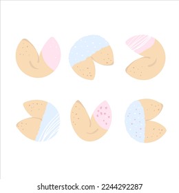 Set of colorful chinese fortune cookies