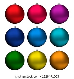 Set of colorful christmas balls isolated on white background. Vector illustration