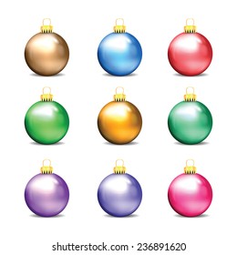 Set of colorful Christmas balls isolated on white background - Shutterstock ID 236891620